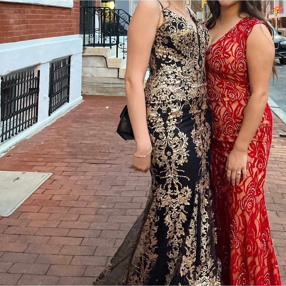 black and gold formal dress